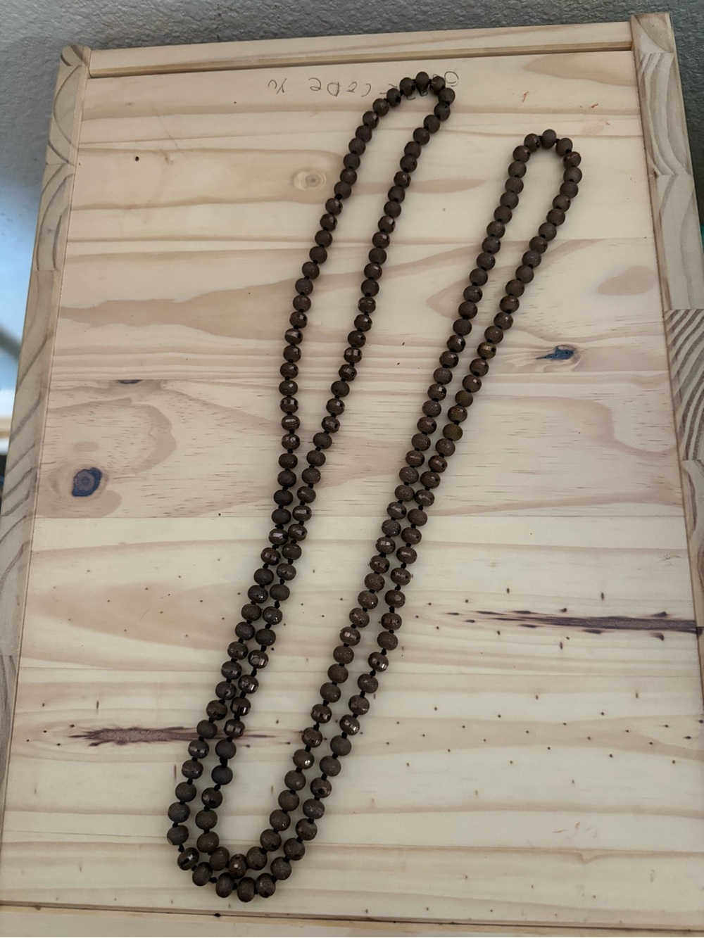 Rust Brown Wooden Beaded Necklace Western 30 inch long